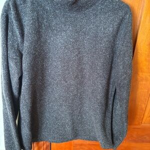 Nice ANN TAYLOR Black Marled Fleece Sweater Top GOOD CLEAN Condition